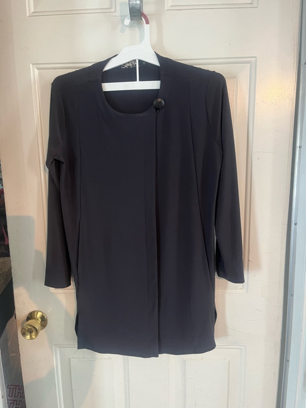 Sympli Black Round-Neck Button-Front Tunic